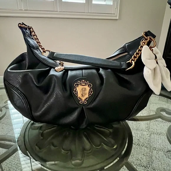 Juicy Couture Liquorice Black Romance Hobo Shoulder Bag! - Picture 5 of 11